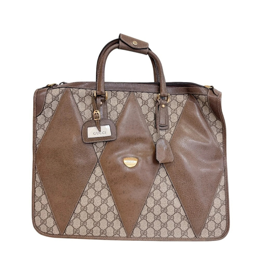 GUCCI GG pattern leather bag, brown